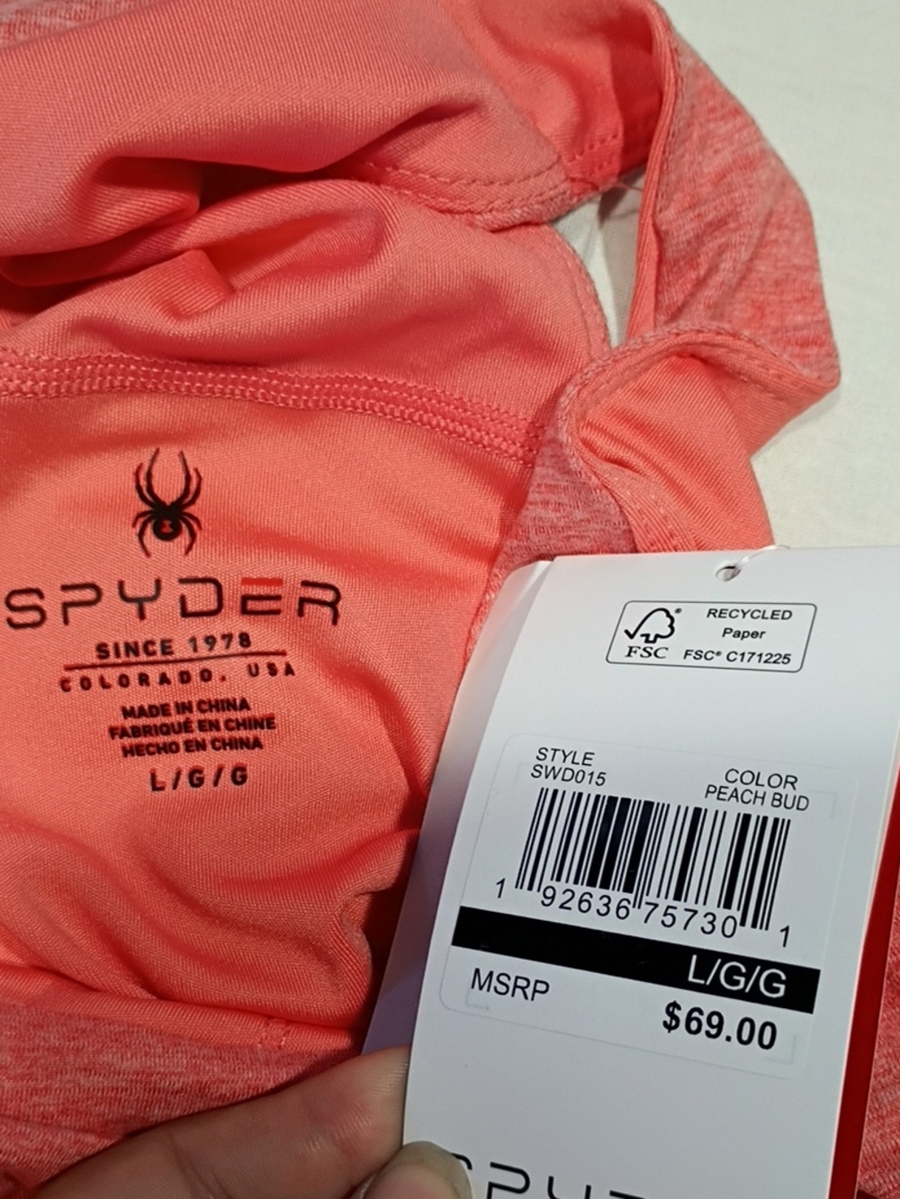 NWT Spyder All Day Dress Peach Red Built In Bra Size Large Athleisure Summer